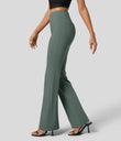 Halara Flex™ High Waisted Back Side Pocket Slight Flare Work Pants - Duck Green
