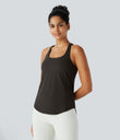 Halara UltraSculpt™ Round Neck Curved Hem Workout Tank Top - Hazelnut Black