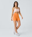 SoftlyZero™ Plush High Waisted Crossover Ruched Yoga Shorts 5'' - Sun Orange