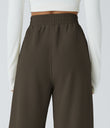 High Waisted Pocket Straight Leg Baggy Mop Corduroy Casual Pants - Hemp Rope Brown