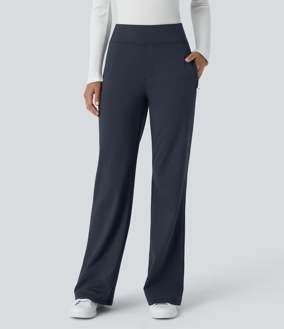 Halara Flex™ DayStretch Mid Rise Side Zipper Pocket Work Flare Pants - Midnight Blue
