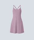 SoftlyZero™ Airy Cut Out 2-in-1 Pocket Cool Touch Longer Active Dress-UPF50+ - Elderberry