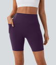 Halara UltraSculpt™ High Waisted Scrunch Butt Lifting Tummy Control Side Pocket Shaping Workout Biker Shorts 7'' - Blackberry Cordial