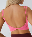 Double Straps Cropped Yoga Tank Top - Pink Lemonade