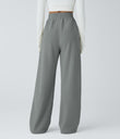 High Waisted Pocket Straight Leg Baggy Mop Corduroy Casual Pants - Monument