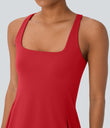 SoftlyZero™ Plush Cut Out Pocket 2-Piece Mini Yoga Active Dress - Mars Red