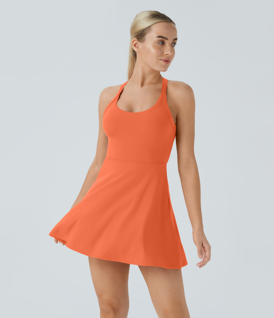 Backless Twisted Active Dress - Dusty Orange