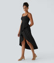 Breezeful™ High Low 2-Piece Pocket Flowy Midi Quick Dry Casual Dress - Black