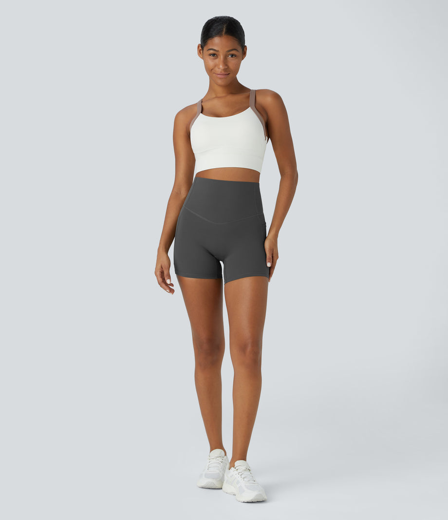 Halara UltraSculpt™ High Waisted Tummy Control Side Pocket Shaping Training Biker Shorts 5'' - Volcanic Ash