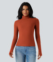 Halara HeatCore Turtleneck Long Sleeve Thumb Hole Casual Warming Top - Rooibos Tea
