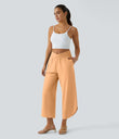 Breezeful™ High Waisted Crossover Quick Dry Resort Pants with Pockets - Peach Orange