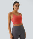 Basic Padded Workout Cropped Low Support Tank Top A-D Cups - Deep Sea Coral