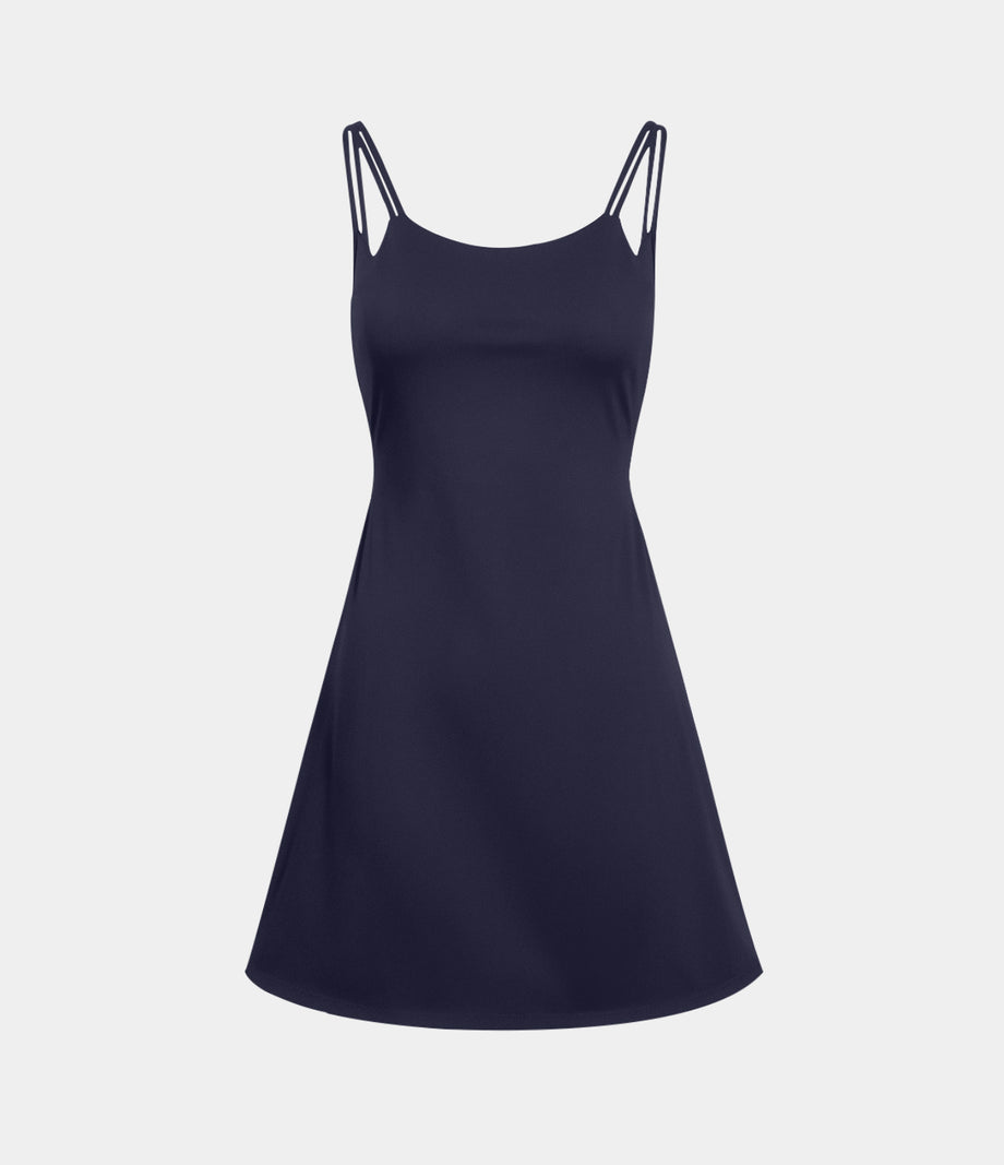 SoftlyZero™ Plush Double Straps 2-Piece Pocket Slip Dance Active Dress A-D Cups - Peacoat