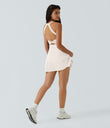 SoftlyZero™ Airy Backless Twisted Flare Low Support Dance Active Dress-Longer Length-Easy Peezy Edition A-D Cups - Egret