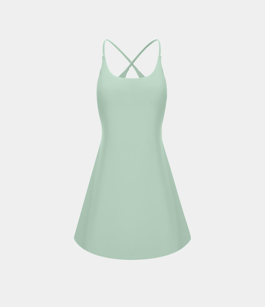 SoftlyZero™ Plush Backless Active Dress - Subtle Green