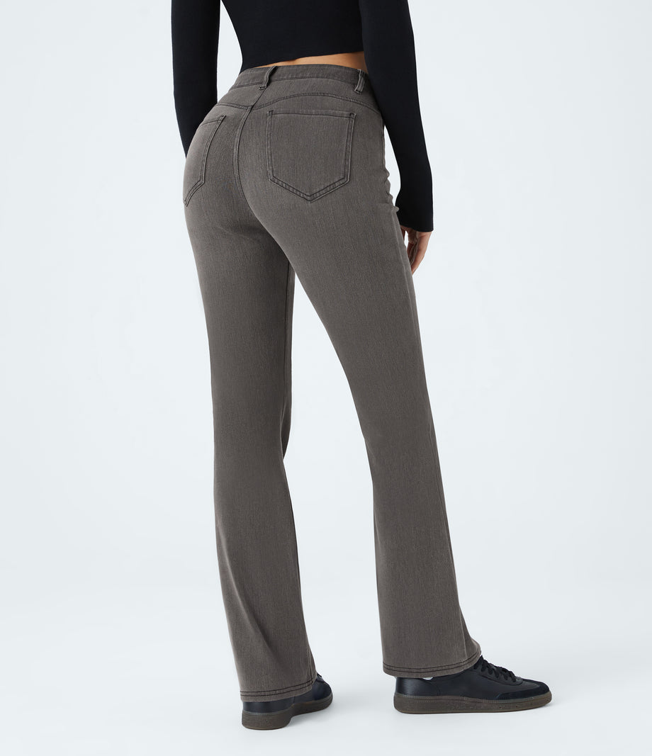 Halara Flex™ Mid Rise Pockets Casual Bootcut Jeans - Hemp Black Denim