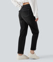 Halara Flex™ High Waisted Rolled Hem Casual Slim Jeans with Pockets - Phantom Denim