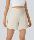 SoftlyZero™ Airy Super High Waisted 2-in-1  Cool Touch Yoga Shorts 5'' with Pockets-Longer Length - Rainy Day