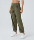 Mid Rise Zipper Pocket Corduroy Casual Pants - Hazel Mist Green