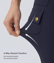 DayStretch High Waisted Zipper Pockets Solid Skinny Cargo Pants - Midnight Blue