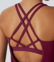 Halara UltraSculpt™ Round Neck Curved Hem Workout Tank Top - Red Plum