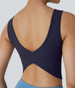 U Neck Crossover Barre Ballet Dance Tank Top A-D Cups - Evening Blue