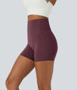 Halara UltraSculpt™ High Waisted Tummy Control Side Pocket Shaping Training Biker Shorts 5'' - Evening Red