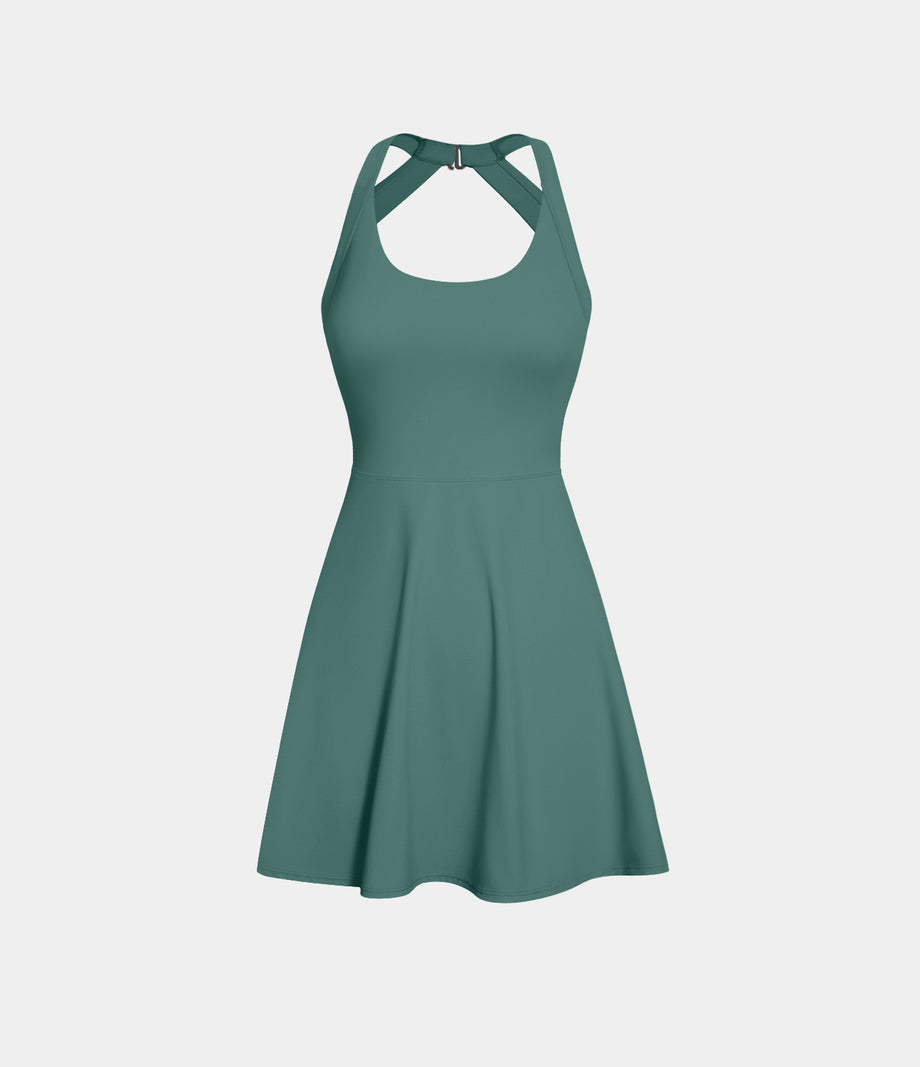 SoftlyZero™ Airy Backless Twisted Cool Touch Dance Active Dress-Easy Peezy Edition - Blue Spruce