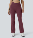 DayStretch High Waisted Crossover Flare Yoga Leggings - Red Mahogany