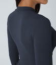 Mock-neck Long Sleeve Pocket Flare Maxi Casual Dress - Dark Sapphire