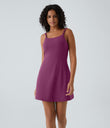 SoftlyZero™ Plush Double Straps 2-Piece Pocket Slip Dance Active Dress A-D Cups - Ume Purple