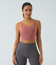 Basic Padded Workout Cropped Low Support Tank Top A-D Cups - Dusty Rose