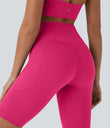 Halara UltraSculpt™ High Waisted Tummy Control Pocket Shaping Training Biker Shorts 9'' - Bright Rose