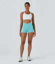 SoftlyZero™ High Waisted Crossover Plain Yoga Biker Shorts 3''-UPF50+ - Island Paradise