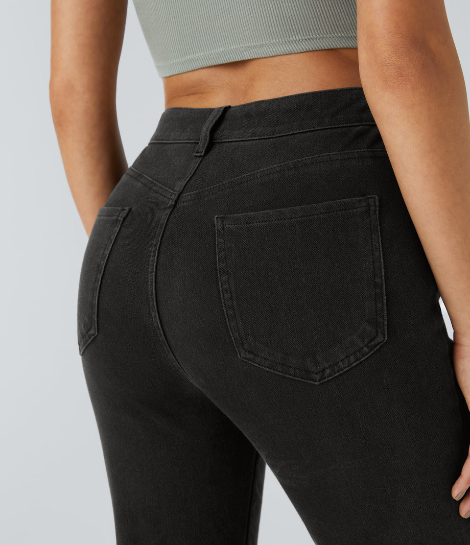 Halara Flex™ Mid Rise Pockets Casual Bootcut Jeans - Hemp Rope Black Denim