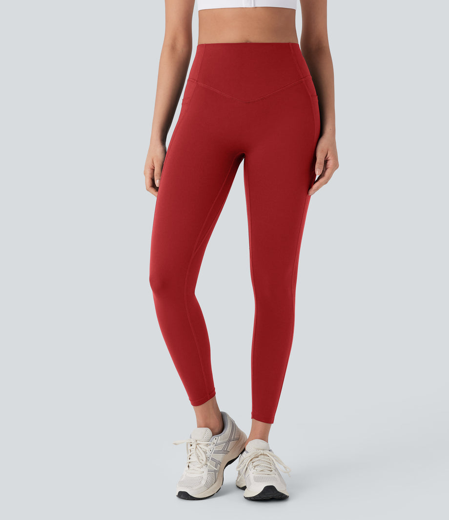Halara UltraSculpt™ High Waisted Tummy Control Butt Lifting Ruched Pocket Shaping Yoga Leggings - Aura Orange