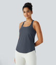 Halara UltraSculpt™ Round Neck Curved Hem Workout Tank Top - Silent Blue
