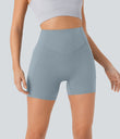 Halara UltraSculpt™ High Waisted Scrunch Butt Lifting Tummy Control Pocket Shaping Workout Biker Shorts 5'' - Blue Flower Gray