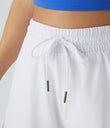 Mid Rise Drawstring Contrast Mesh 2-in-1 Flowy Running Shorts 3'' - White