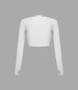Ribbed Halter Strap Thumb Hole Cropped Yoga Sports Top - White