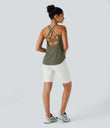 Halara UltraSculpt™ Round Neck Curved Hem Workout Tank Top - Grass Grey Green