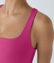 SoftlyZero™ Airy Square Neck Backless Crisscross Cropped Cool Touch Yoga Tank Top-UPF50+ - Fuchsia Fedora