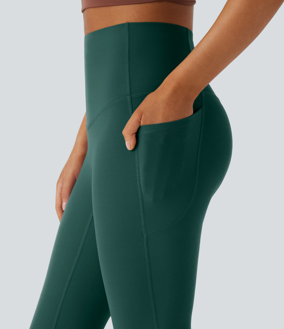 Halara UltraSculpt™ High Waisted Tummy Control Pocket Shaping Yoga Bootcut Leggings - June Bug