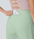 SoftlyZero™ Airy High Waisted Pockets Cool Touch Yoga Bermuda Shorts - Light Bean Green