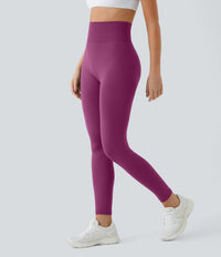 OneForm Seamless Flow High Waisted Ruched Plain Leggings - Ume Purple