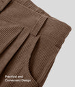 Mid Rise Zipper Pocket Corduroy Casual Pants - Acorn