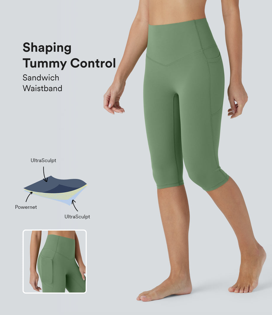 Halara UltraSculpt™ High Waisted Tummy Control Pedal Pusher Yoga Leggings with Pockets - Kashmir