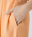 Breezeful™ V Neck Short Sleeve Pocket Tie Back Quick Dry Midi Casual Dress-Longer Length - Peach Orange