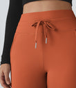 SoftlyZero™ Plush High Waisted Drawstring Pocket Plain Full Length Joggers - Orange Rust