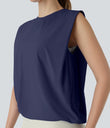 Round Neck Ruched Cool Touch Yoga Tank Top-UPF50+ - Patriot Blue